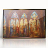 Framed acrylic print showcasing a modern gold abstract design, elegantly displayed from the front view, ideal for contemporary home decor and art enthusiasts.