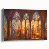 Framed canvas wall art showcasing a vibrant abstract design with silver accents, displayed in a modern setting, ideal for home decor or office styling.