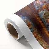 Rolled canvas showcasing vibrant African wall art with intricate patterns, displayed in a protective cardboard tube, ideal for home decor enthusiasts.