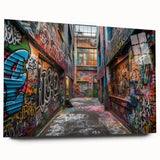 Large abstract wall art on acrylic glass featuring swirling blue and gray tones, ideal for bedroom or dining room decor.