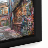 Extra large framed canvas featuring textured black wall art with vibrant colorful accents, suitable for living room decor.