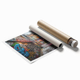 Extra large rolled canvas featuring a detailed floral art in soft pastel shades.