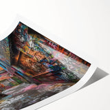 Extra large wall art featuring line art flowers in monochrome, printed on rolled canvas.