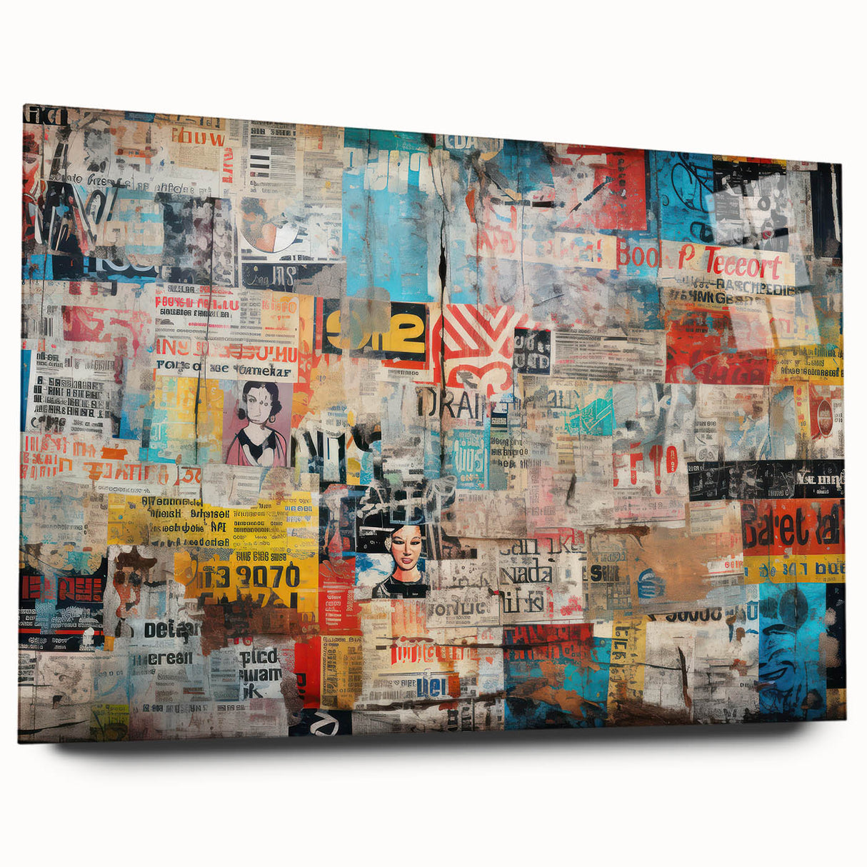 Large abstract wall art on acrylic, featuring swirling blue and gray tones, ideal for bedroom or dining room decor.