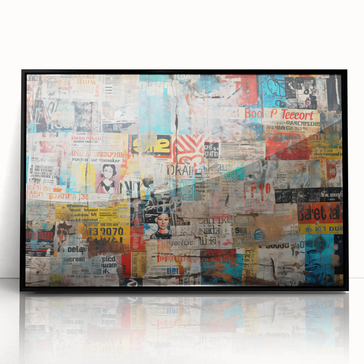 Large abstract wall art in muted gray and blue tones on framed acrylic, suited for modern art wall decor.