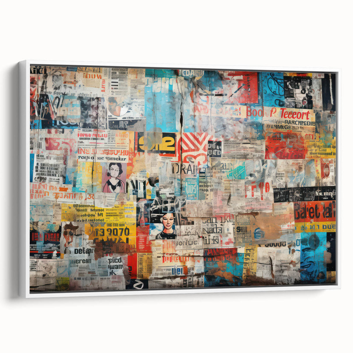 Framed vintage poster art featuring colorful abstract design on a black background, ideal for living room decor.