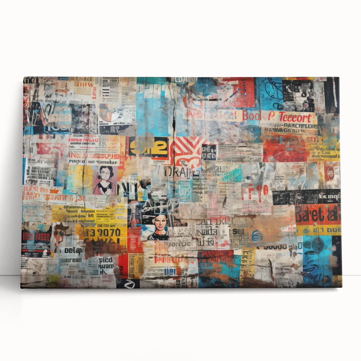 Large black and white abstract print on stretched canvas, ideal for kitchen wall art or bedroom ambiance.
