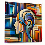 Acrylic glass panel displaying a clear side view, showcasing precision-cut edges and small metallic pins for secure mounting. Ideal for modern decor.