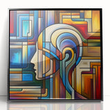 Framed acrylic art featuring a modern black abstract design, showcasing sleek lines and a glossy finish, perfect for contemporary home decor.