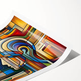 Rolled canvas print showcasing a vibrant African tribal art design with intricate details and rich colors, securely packaged in a protective cardboard tube for safe shipping.