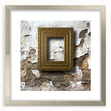 Textured abstract art print in muted gray and silver tones on a framed canvas, ideal for modern bedroom decor.