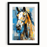 Black frame with a white mat displaying a vibrant landscape painting, showcasing rich colors and intricate details, ideal for home decor or gallery display.