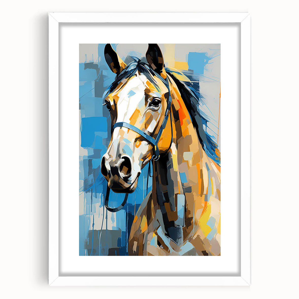 White picture frame with a mat, showcasing a blank canvas, set against a neutral background. Ideal for displaying artwork or photographs in home decor.