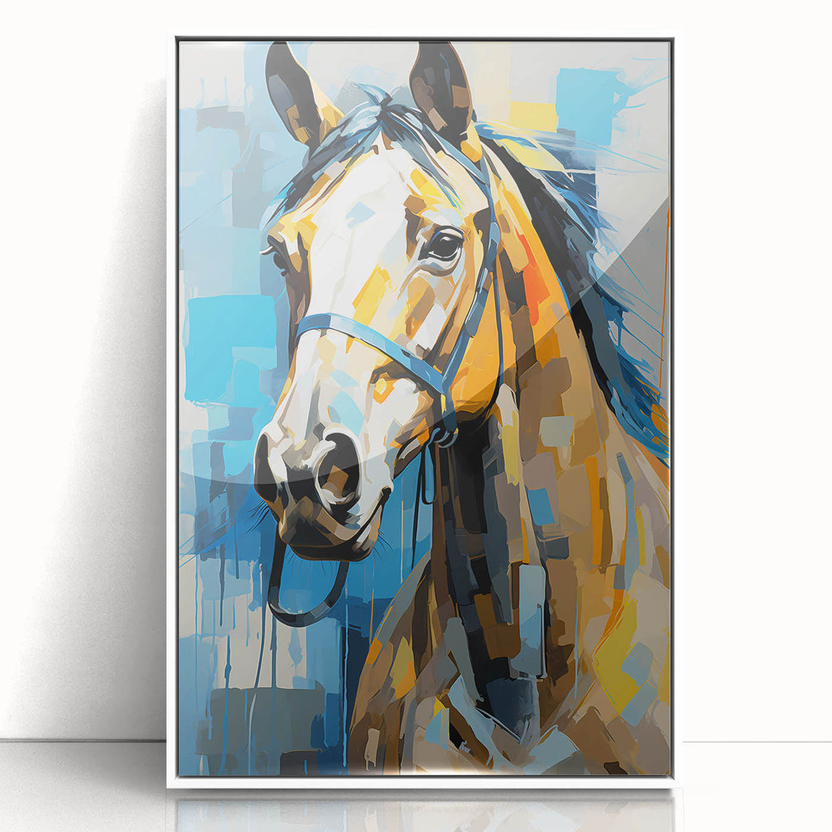 Framed acrylic artwork showcasing a serene landscape with vibrant colors, displayed from a front view. Ideal for home decor and artistic ambiance enhancement.