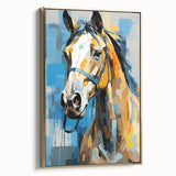 Framed canvas artwork showcasing a vibrant abstract design, featuring gold accents and a sleek side view, perfect for modern home decor. Ideal for enhancing living spaces with artistic flair.
