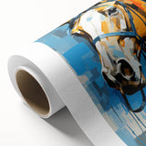 Rolled canvas showcasing vibrant African tribal wall art, featuring intricate patterns and colors, securely packaged in a protective cardboard tube for shipping.