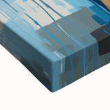 Close-up of a stretched canvas showcasing vibrant African wall art with intricate tribal patterns and rich colors, ideal for home decor and artistic expression.