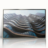 Art deco poster featuring geometric shapes in silver and black on acrylic, ideal for modern art wall decor in a nursery.