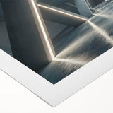 Art deco poster featuring geometric shapes and metallic colors on rolled canvas, suitable for dining room walls.