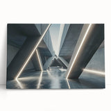 Large black and white abstract print on stretched canvas, featuring dynamic brush strokes.