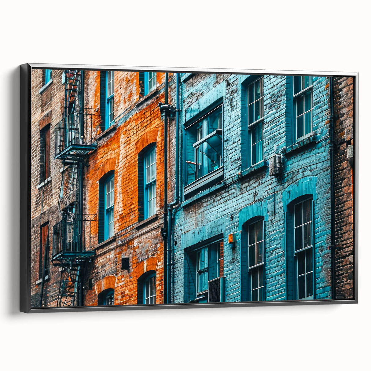 Framed canvas featuring a black and white vintage landscape painting, ideal for bedroom decor.