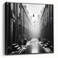 Black and white landscape art on framed canvas depicting a serene river, ideal for bedroom wall decor.