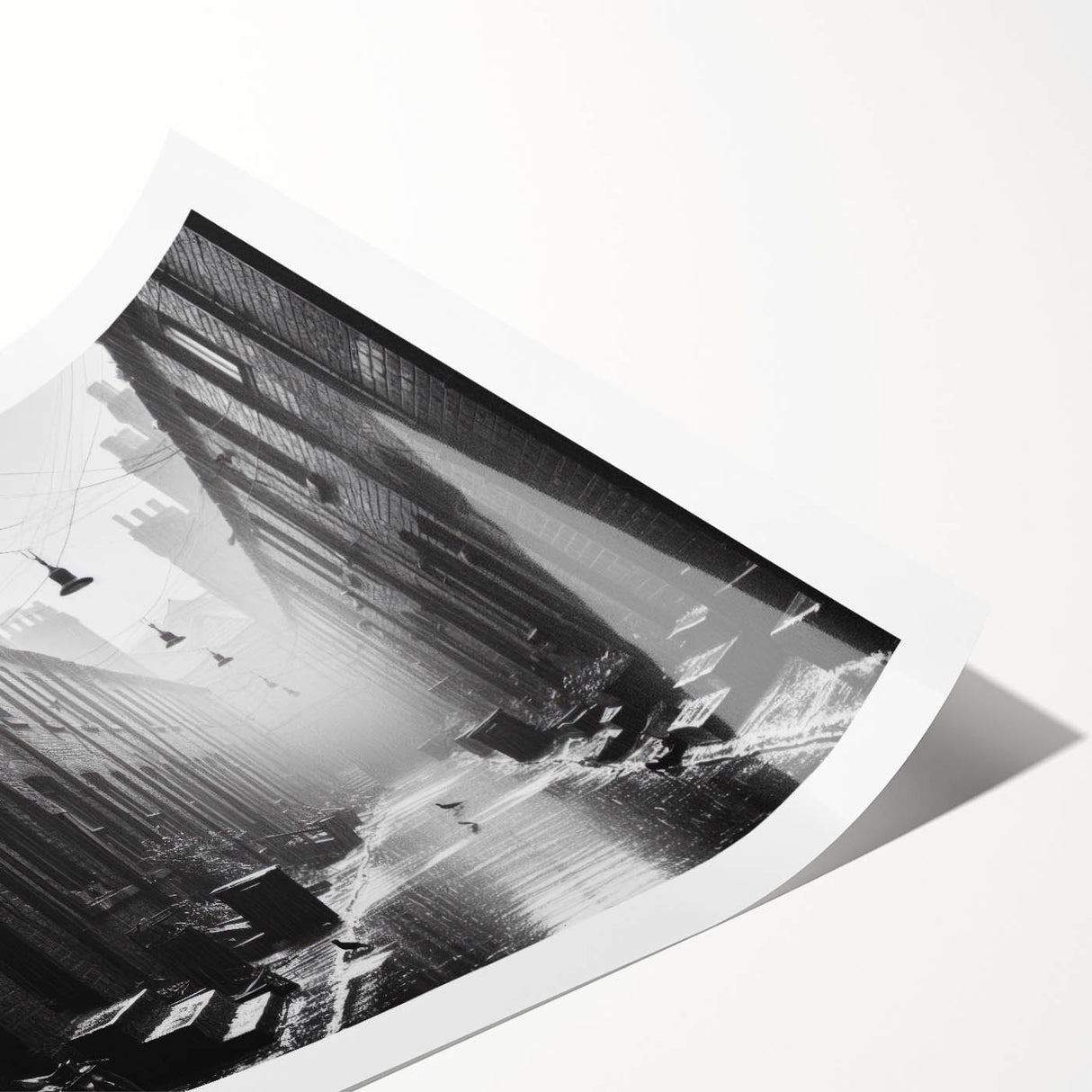 Extra large wall art featuring line art flowers in black on white, printed on rolled canvas.