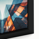 Extra large framed canvas featuring textured, colorful art with abstract shapes on a black background.