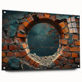 Large abstract wall art on acrylic glass featuring swirling blue and gray tones, suitable for dining room or bedroom decor.