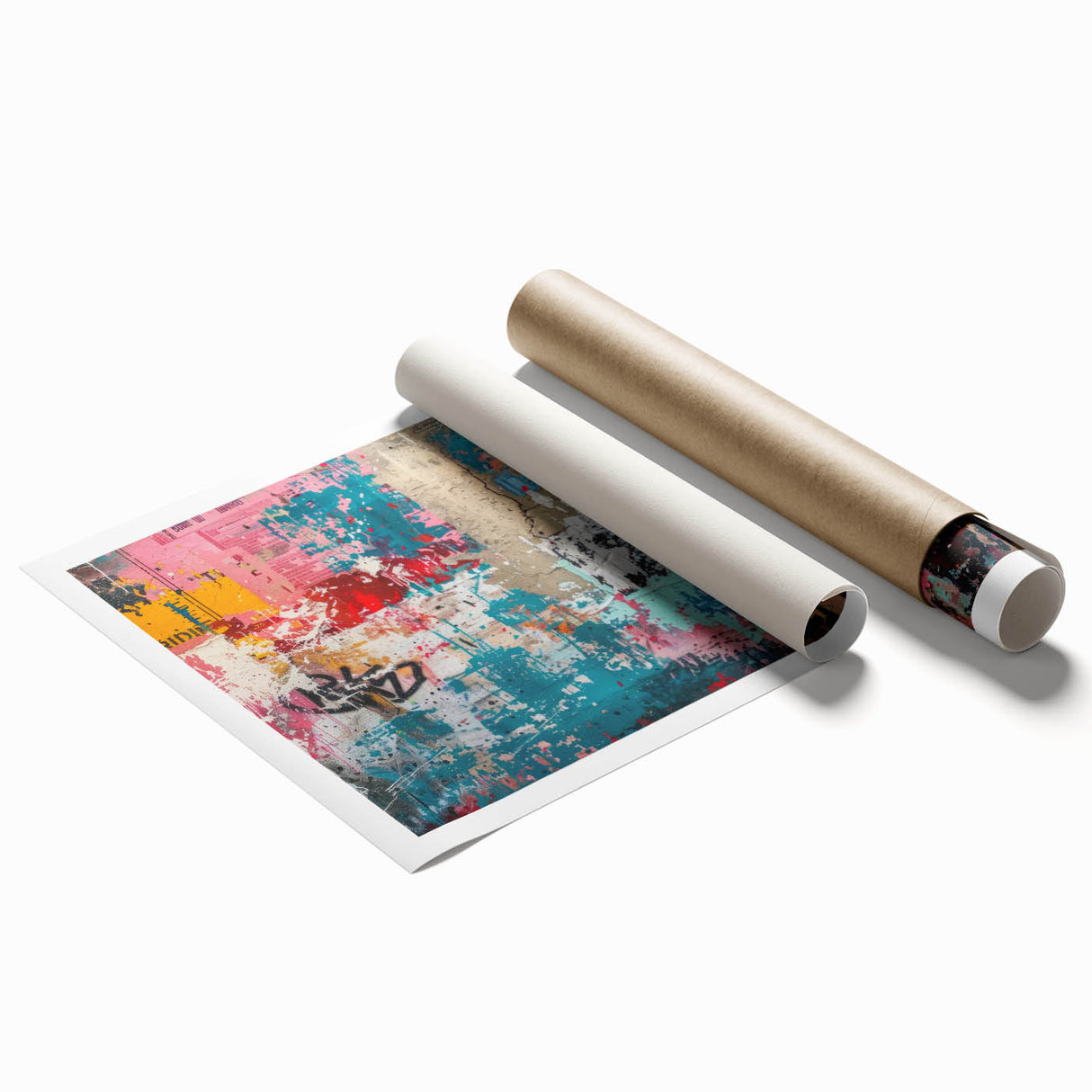Extra large rolled canvas featuring a detailed floral art in soft pastel shades.