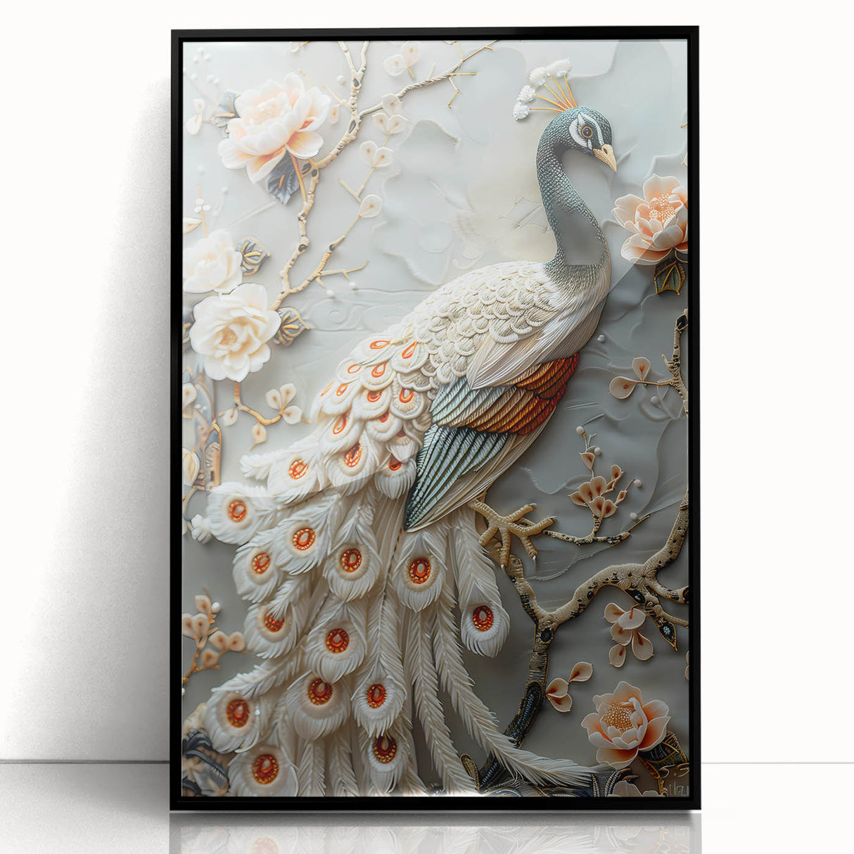 Framed acrylic artwork showcasing a modern black design with a sleek front view, perfect for contemporary home decor. Ideal for art enthusiasts and interior designers seeking stylish wall accents.
