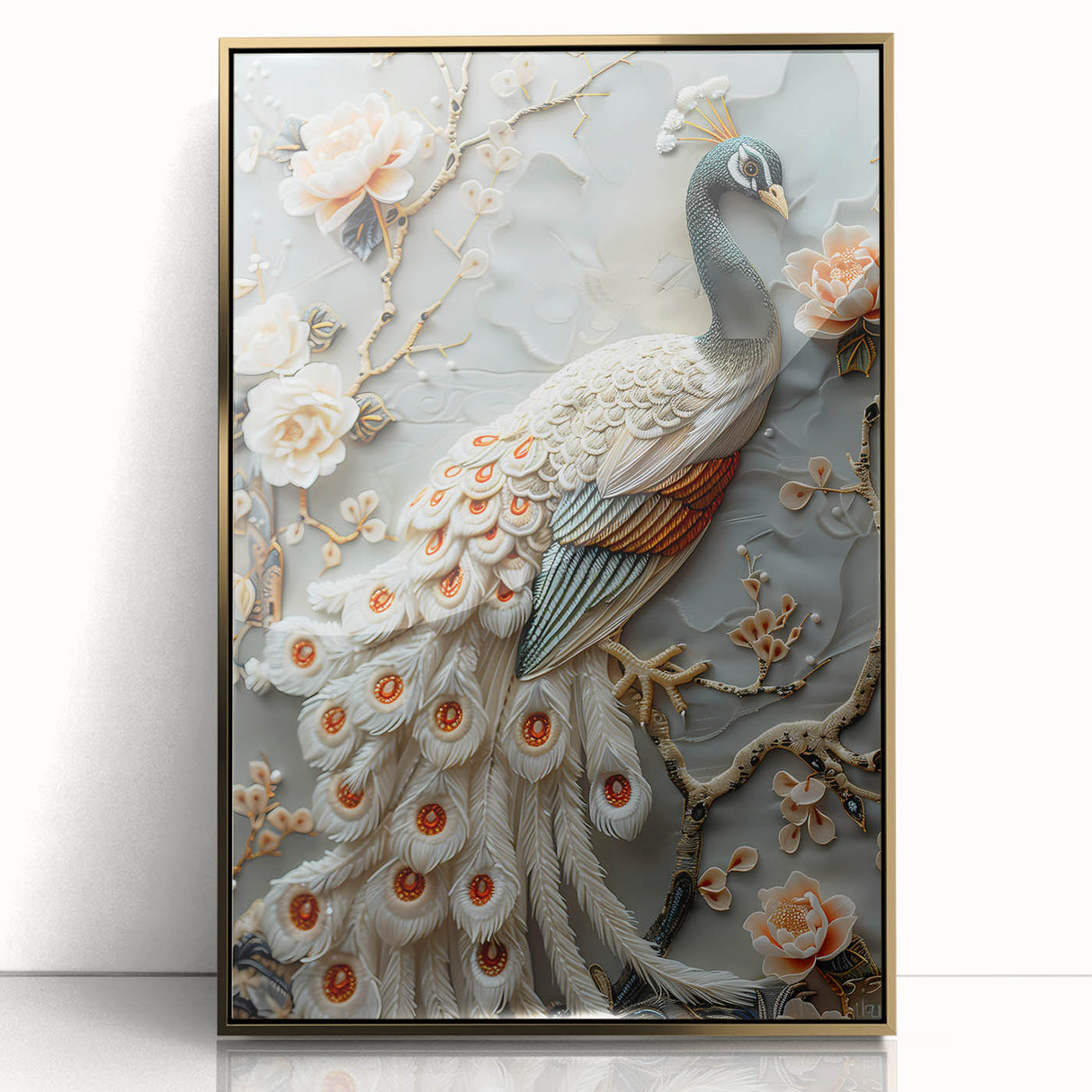 Framed acrylic print showcasing an elegant gold abstract design against a sleek background, perfect for modern home decor, enhancing interior aesthetics.