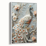 Framed canvas print showcasing a serene landscape with soft pastel colors, displayed from the side to highlight the elegant white frame, perfect for home decor.