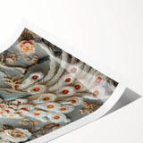 Rolled canvas print showcasing vibrant African tribal art with intricate patterns and rich colors, securely packaged in a durable cardboard tube for delivery.