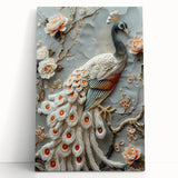 Stretched canvas artwork depicting a vibrant abstract design with bold colors, leaning against a rustic wooden background, ideal for modern home decor.