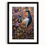 Black frame with a white mat showcasing a vibrant landscape painting, positioned against a neutral background, perfect for modern home decor accentuation.