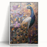 Framed acrylic print showcasing a vibrant abstract landscape in bold colors, set against a white background, ideal for modern home decor or office art.