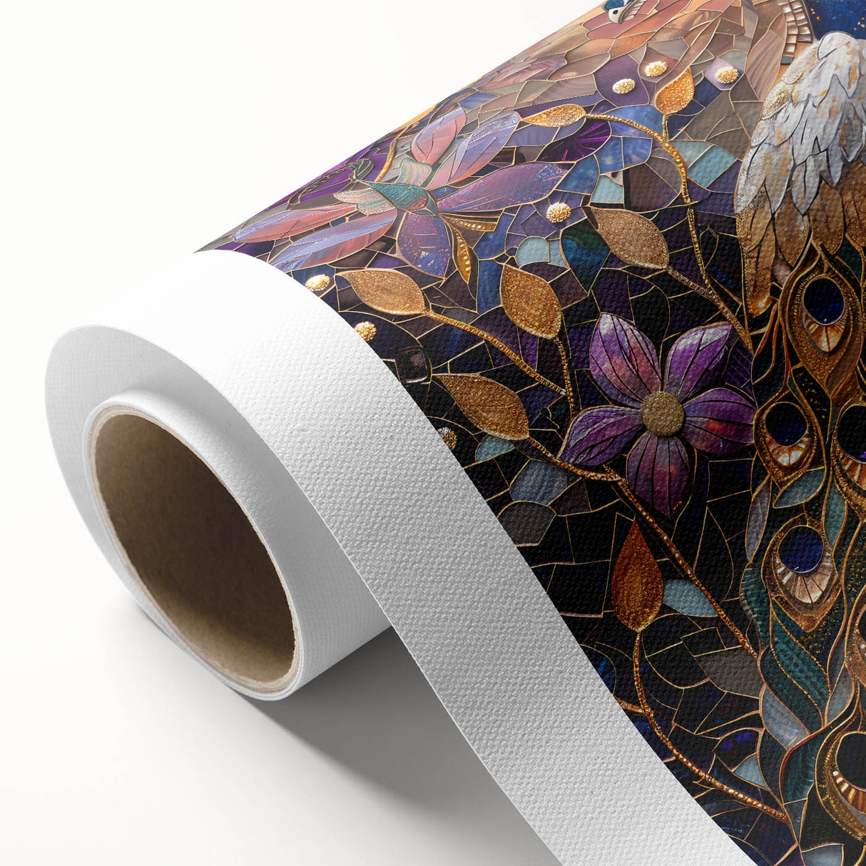 Rolled canvas showcasing vibrant African tribal wall art with intricate designs, wrapped in a protective cardboard tube, ideal for home decor enthusiasts.