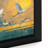 Close-up of a vibrant African wall art canvas print, showcasing intricate tribal patterns and rich colors, elegantly framed for display in home decor.