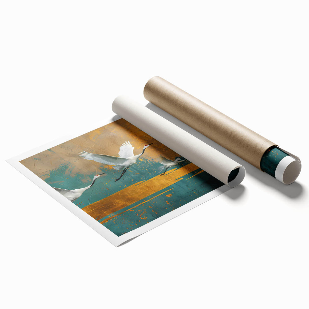 Rolled canvas print showcasing vibrant African tribal patterns with intricate details, securely packaged in a protective cardboard tube for shipping.