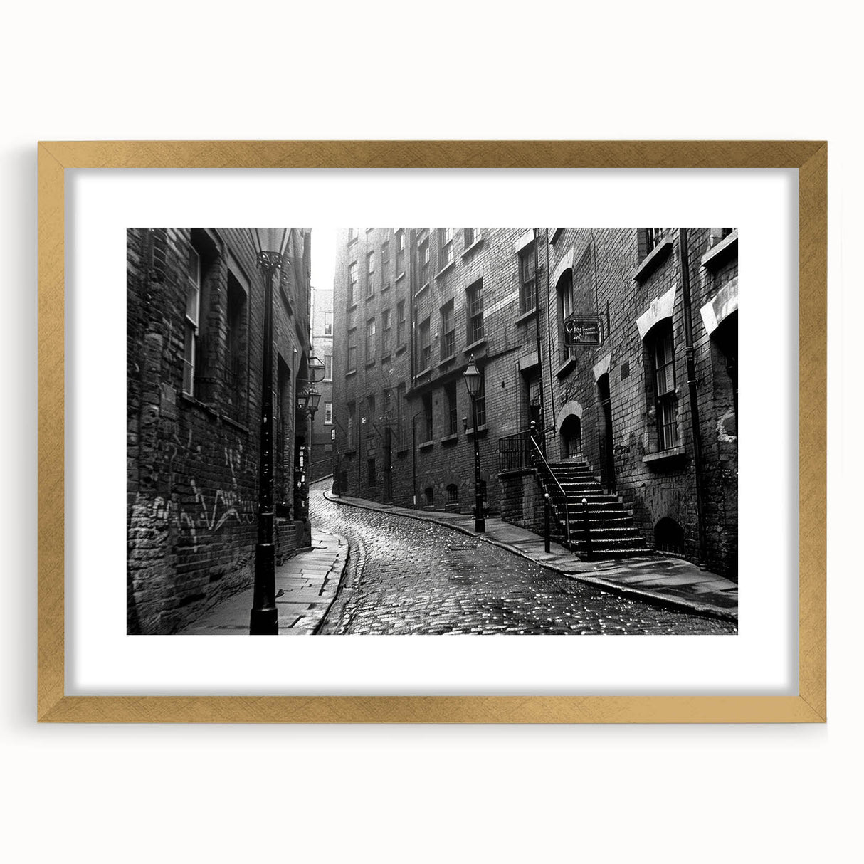 Extra large abstract art print with textured swirls in neutral tones on a gold-framed canvas, suitable for living room decor.