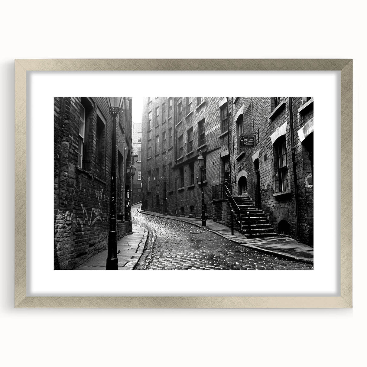 Abstract textured art print in silver frame, featuring dynamic swirls in muted gray tones, suitable for bedroom wall decor.