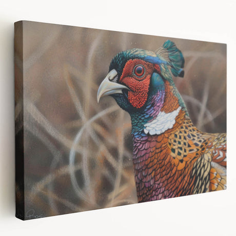Stretched canvas print showcasing vibrant abstract art in bold colors with a side view perspective, ideal for modern home decor and artistic displays.