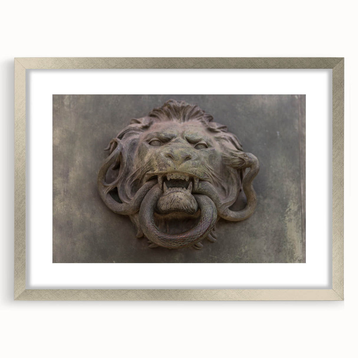 Textured abstract art print in muted gray and silver tones on a framed canvas, suitable for bedroom decor.