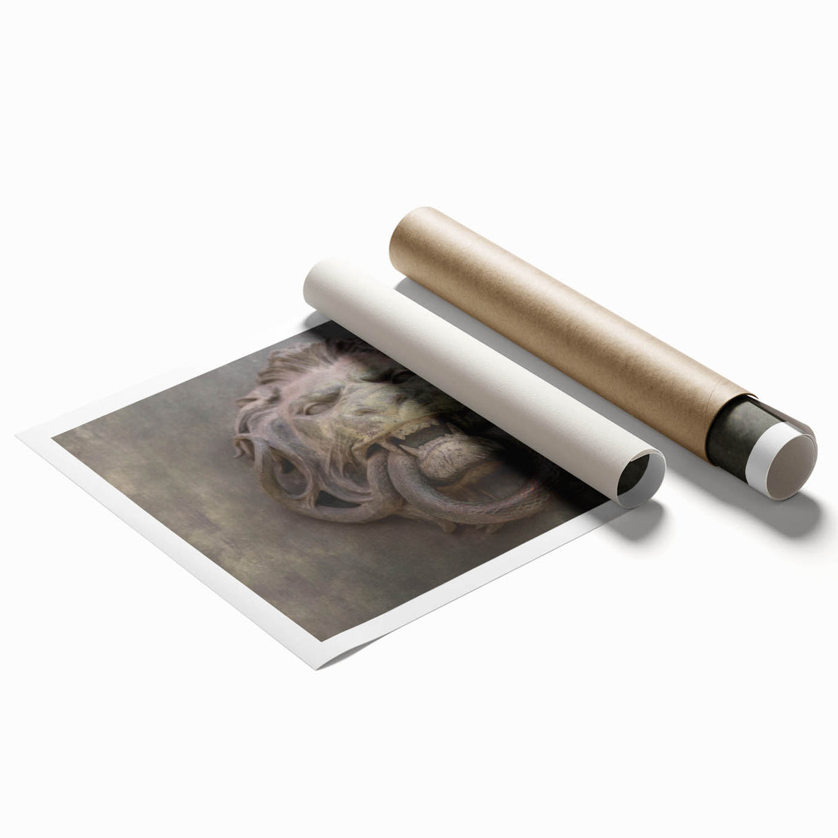 Extra large floral art on rolled canvas featuring soft pink and green tones.