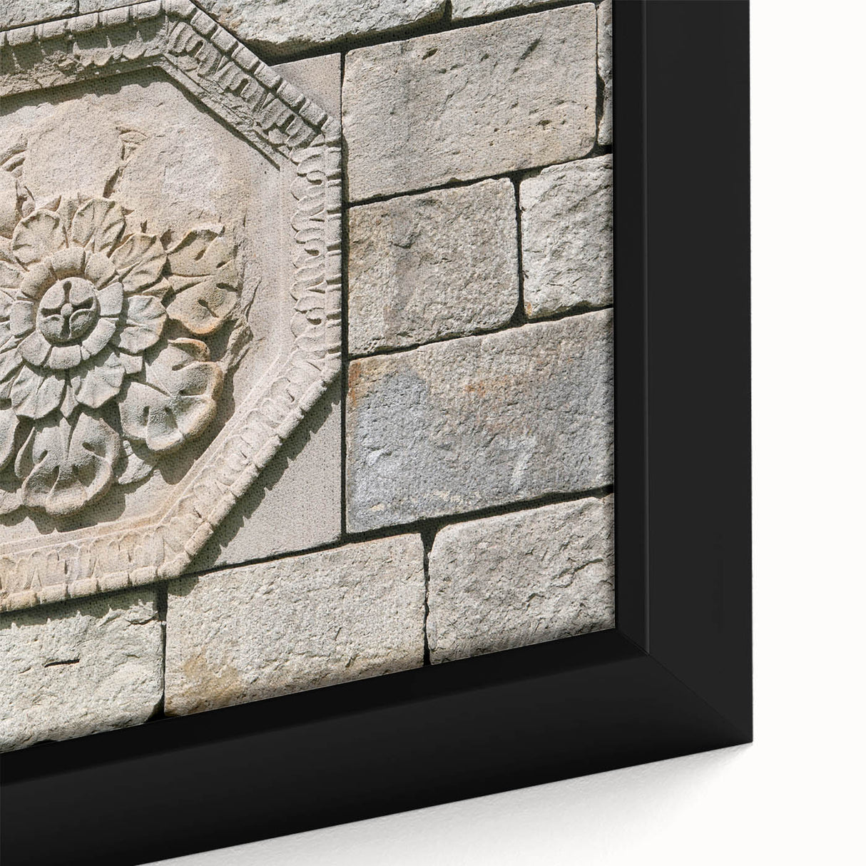 Close-up of black textured wall art with vibrant, colorful abstract patterns on a framed canvas, ideal for living room decor.