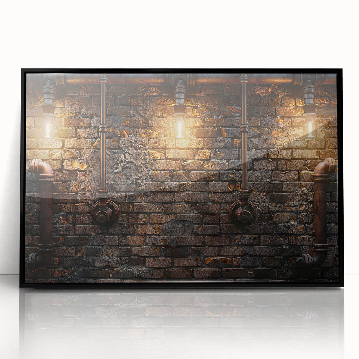 Large abstract wall art in mid-century modernist style, featuring swirling blue and gray tones on a framed acrylic print.