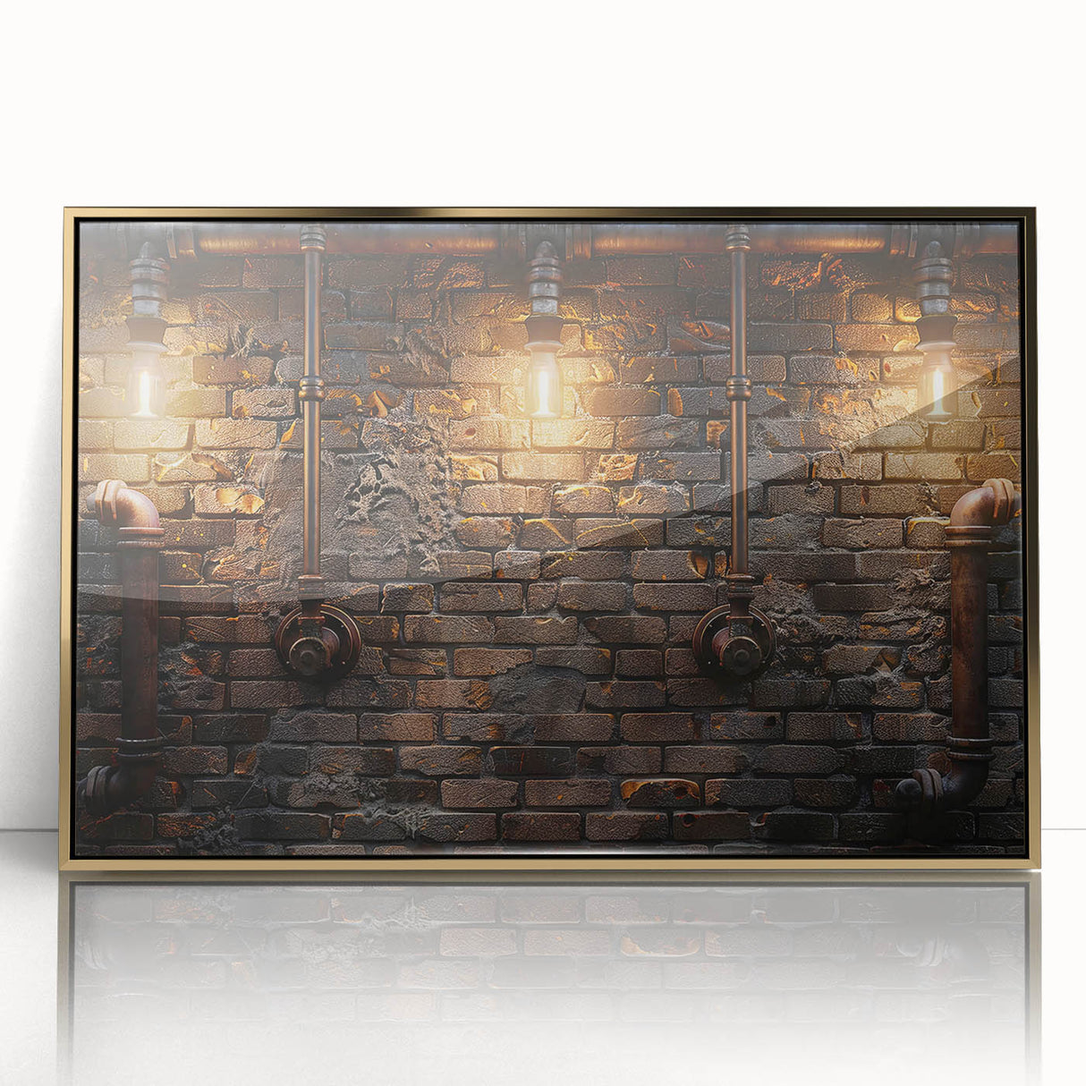 Large acrylic print of a mid-century modernist abstract pattern in gold and black, suitable for modern art wall decor.