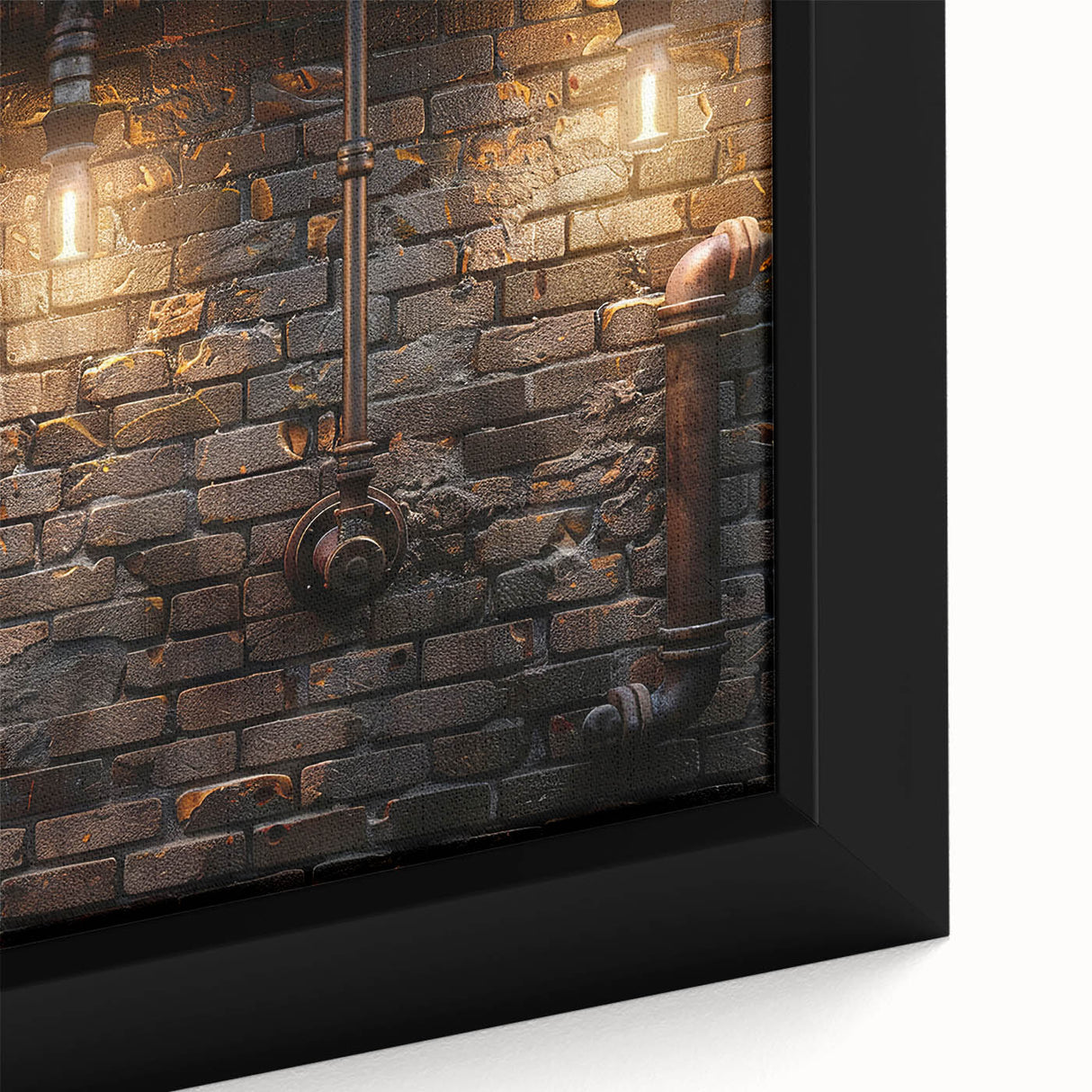 Extra large framed canvas featuring textured, colorful art with dominant black areas, suitable for living room decor.