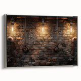 Landscape art painting on framed canvas depicting a colorful, vintage-style scene.